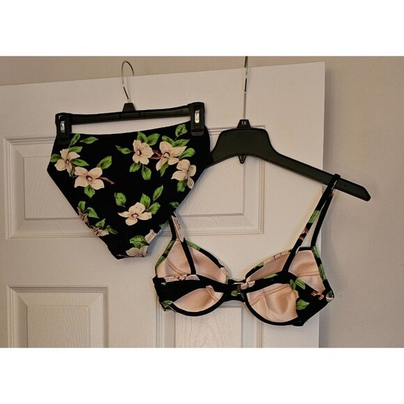 VTG NWOT Jones New York Floral High-Waisted Bikini Top Sz 12 Bottom Sz 10 READ - Picture 2 of 11